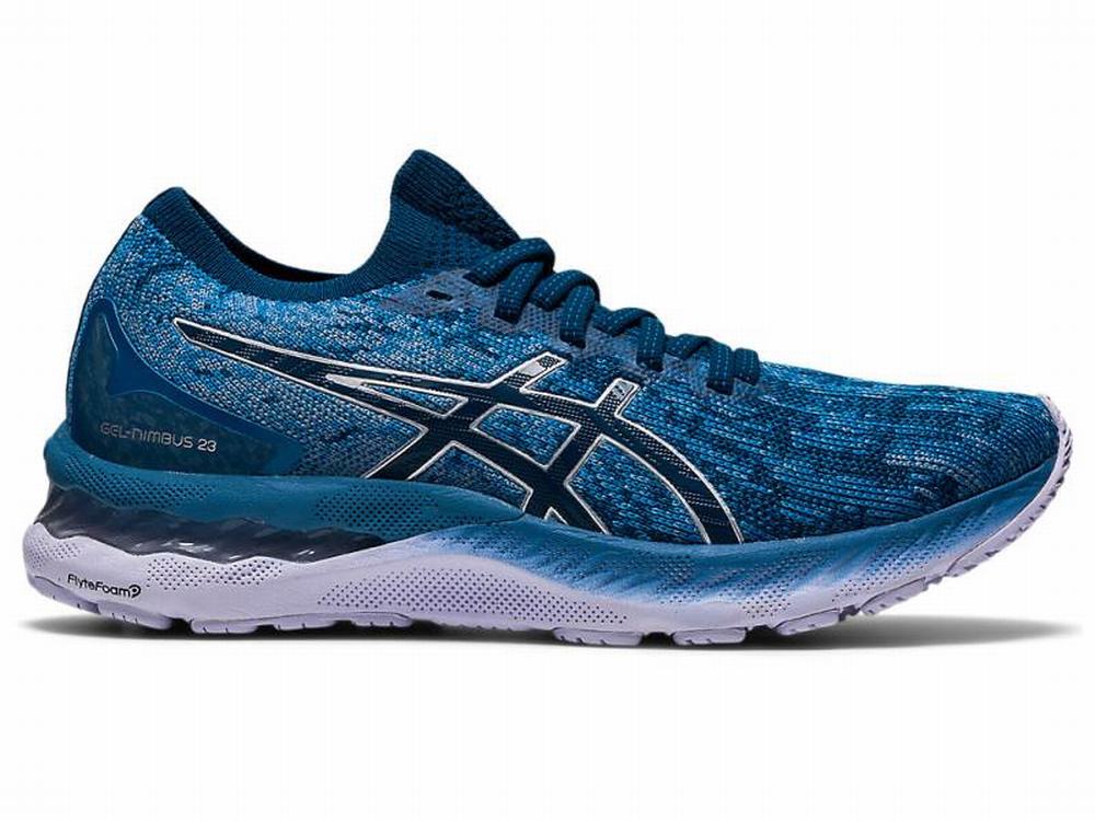 Asics GEL-NIMBUS 23 KNIT Women's Running Shoes Grey / Blue | FYTDOR508